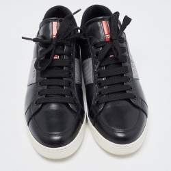 Pre Owned Prada Black Leather Low Top Sneakers Size 38