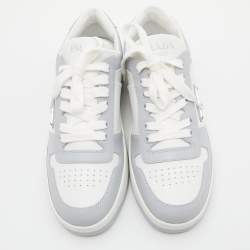 Pre Owned Prada White/Grey Leather Downtown Low-Top Sneakers Size 39