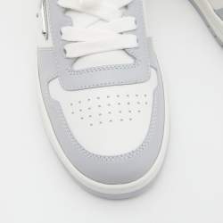 Pre Owned Prada White/Grey Leather Downtown Low-Top Sneakers Size 39