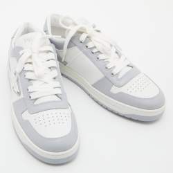 Pre Owned Prada White/Grey Leather Downtown Low-Top Sneakers Size 39