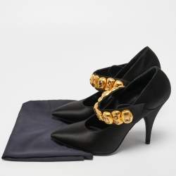 Pre Owned Prada Black Satin Crystal Embellished Pointed Toe Pumps Size 39