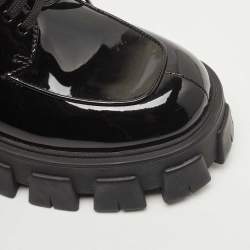 Prada Black Patent Leather Monolith Platform Derby Size 39.5