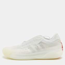 Pre Owned Prada x Adidas White Mesh and Lace Up Sneakers Size 37.5