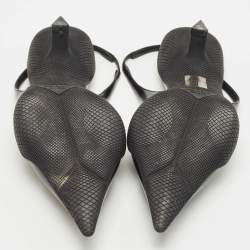 Prada Black Leather Logo Slingback Pumps Size 40