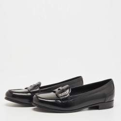مملوكة مسبقًا Prada Black Leather Slip On Loafers Size 36.5