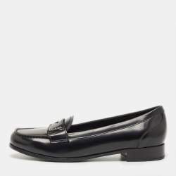 مملوكة مسبقًا Prada Black Leather Slip On Loafers Size 36.5