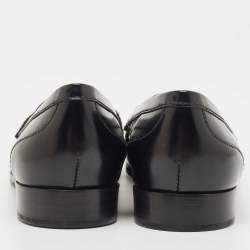 مملوكة مسبقًا Prada Black Leather Slip On Loafers Size 36.5