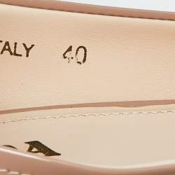 Prada Beige Patent Leather Bow Block Heel Pumps Size 40