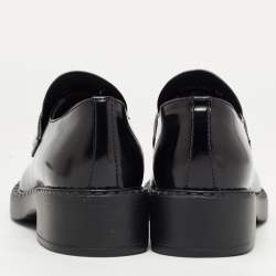 Pre Owned Prada Black Glossy Leather Platform Loafers Size 39