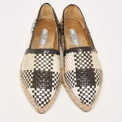 Prada Multicolor Woven Leather Espadrille Flats Size 36