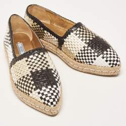 Prada Multicolor Woven Leather Espadrille Flats Size 36