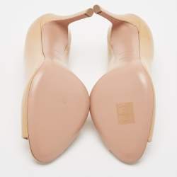 Pre Owned Prada Beige Patent Leather Peep Toe Pumps Size 36.5