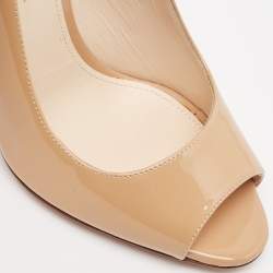 Pre Owned Prada Beige Patent Leather Peep Toe Pumps Size 36.5