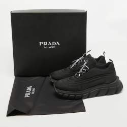 Pre Owned Prada Black Nylon Prax Low Top Sneakers  Size 40