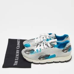 Pre Owned Prada Tricolor Lip Printed Leather Lace Up Sneakers Size 40