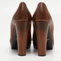 Pre Owned Prada Two Tone Leather Platform Pumps Size 40