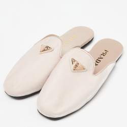  Prada Baby Pink Velvet Flat Mules Size 36