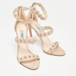 Prada Beige Suede Ankle Strap Sandals Size 39 