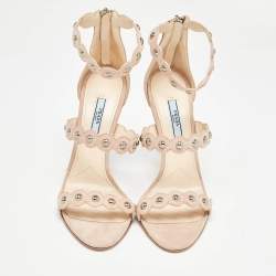 Prada Beige Suede Ankle Strap Sandals Size 39 