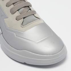 Prada Sport Silver Leather High Top Sneakers Size 36.5