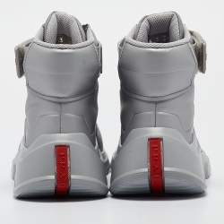Prada Sport Silver Leather High Top Sneakers Size 36.5