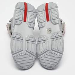 Prada Sport Silver Leather High Top Sneakers Size 36.5