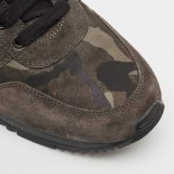 Prada Sport Grey/Green Suede and Nylon Low Top Sneakers Size 38