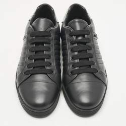 Pre Owned Prada Sport Black Leather Lace Up Sneakers Size 37.5