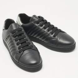 Pre Owned Prada Sport Black Leather Lace Up Sneakers Size 37.5