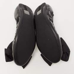 Pre Owned Prada Sport Black Patent Leather Bow Detail Scrunch Ballet Flat Size 39