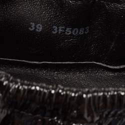 Pre Owned Prada Sport Black Patent Leather Bow Detail Scrunch Ballet Flat Size 39