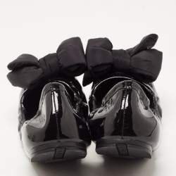 Pre Owned Prada Sport Black Patent Leather Bow Detail Scrunch Ballet Flat Size 39