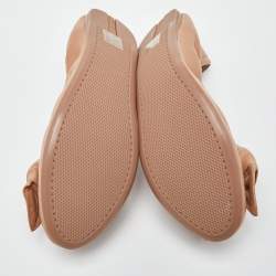 Pre Owned Prada Sport Beige Leather Bow Detail Scrunch Ballet Flats Size 39