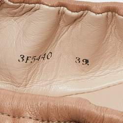 Pre Owned Prada Sport Beige Leather Bow Detail Scrunch Ballet Flats Size 39