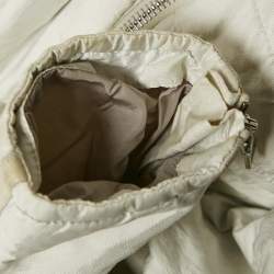 Prada White Nylon Blend Belt Detail Quilted Jacket S