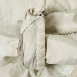 Prada White Nylon Blend Belt Detail Quilted Jacket S