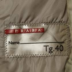 Prada White Nylon Blend Belt Detail Quilted Jacket S
