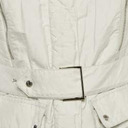 Prada White Nylon Blend Belt Detail Quilted Jacket S