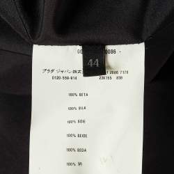 Pre Owned Prada Sport Black Silk Shirring Detail Midi Dress M