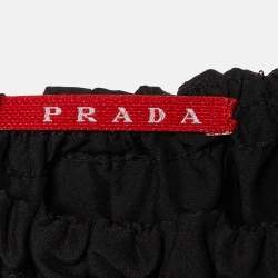 Pre Owned Prada Sport Black Silk Shirring Detail Midi Dress M