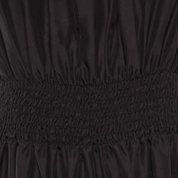 Pre Owned Prada Sport Black Silk Shirring Detail Midi Dress M