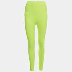 Prada Sport Neon Green Textured Jersey Leggings S/M 