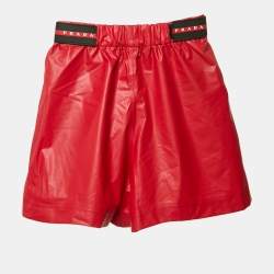 Prada Sport Red Logo Detail Waist Nylon Shorts XS