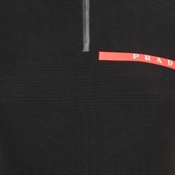 Pre Owned Prada Sport Black Textured Technical Jersey Zip-Up Top XXS/XS