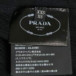 Pre Owned Prada Sport Black Textured Technical Jersey Zip-Up Top XXS/XS