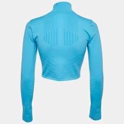 Pre Owned Prada Sport Blue Textured Technical Jersey Crop Jacket S