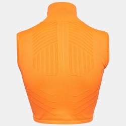 Pre Owned Prada Sport Orange Textured Technical Jersey Crop Top S