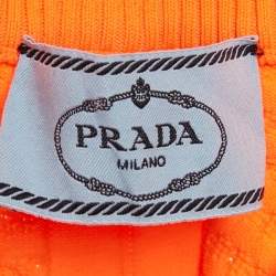 Pre Owned Prada Sport Orange Textured Technical Jersey Crop Top S