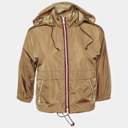 Pre Owned Prada Sport Brown Nylon Concealed Hood Zip Up Jacket L