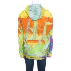 Prada Sport Multicolor Acid Effect Zip Front Belted Hooded Jacket L